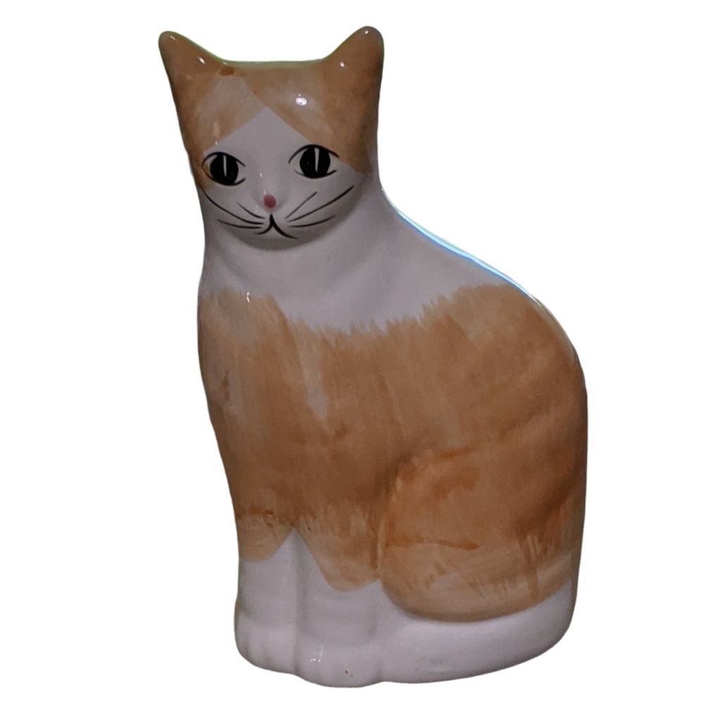 Cat glazed ceramic tabby thank figurine Taiwan - Picture 9 of 14